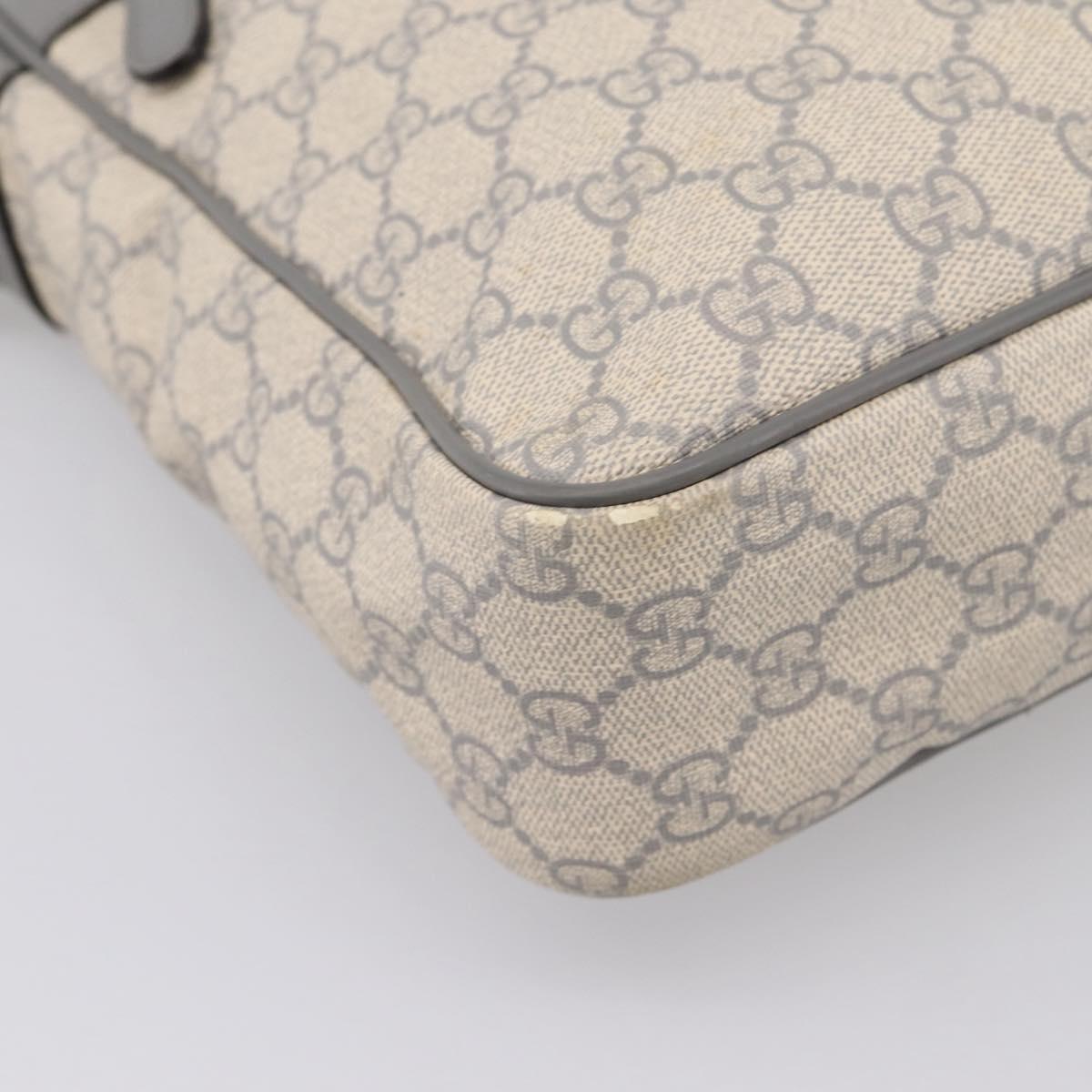 GUCCI GG Supreme Shoulder Bag PVC Beige Silver 201448 Auth mr2814