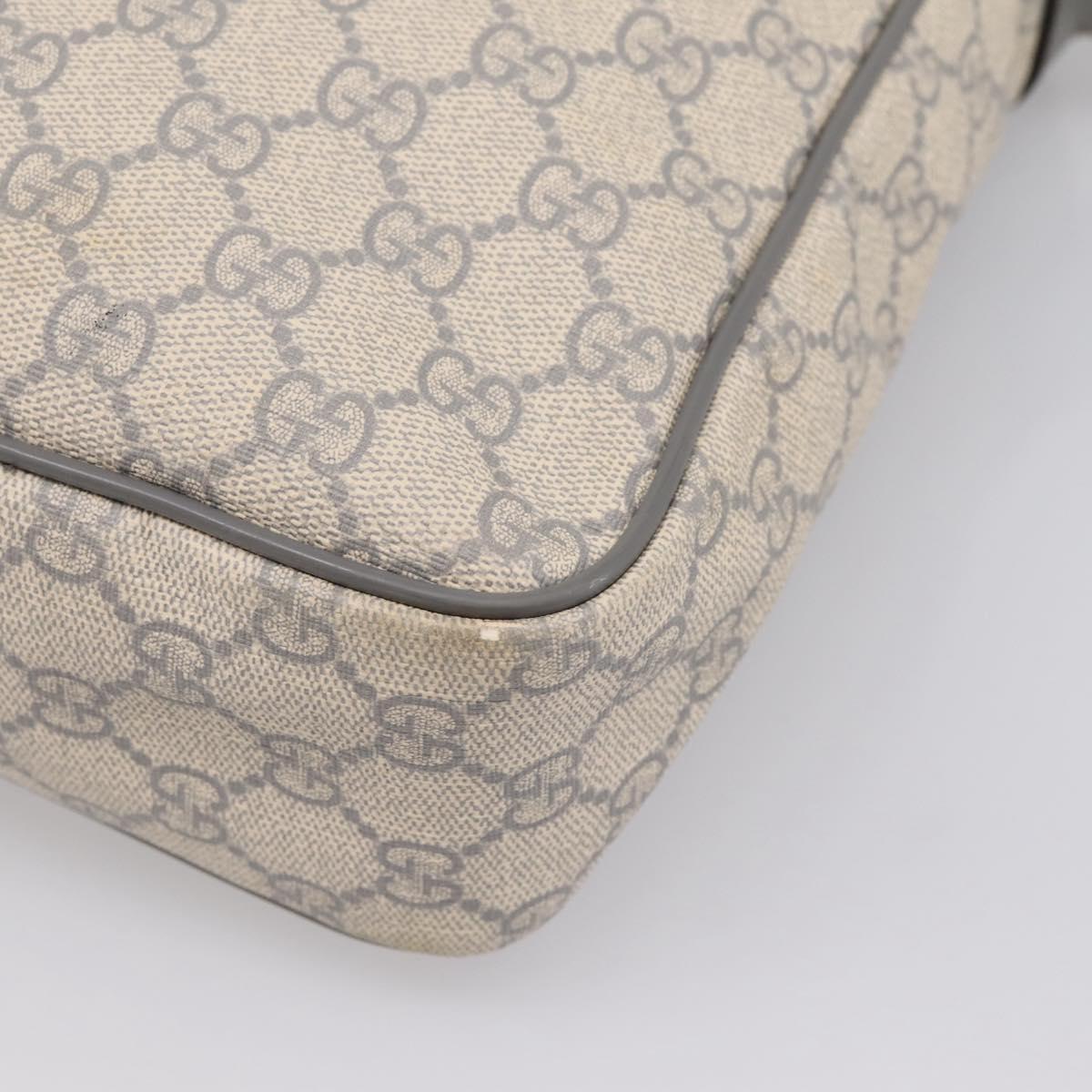 GUCCI GG Supreme Shoulder Bag PVC Beige Silver 201448 Auth mr2814
