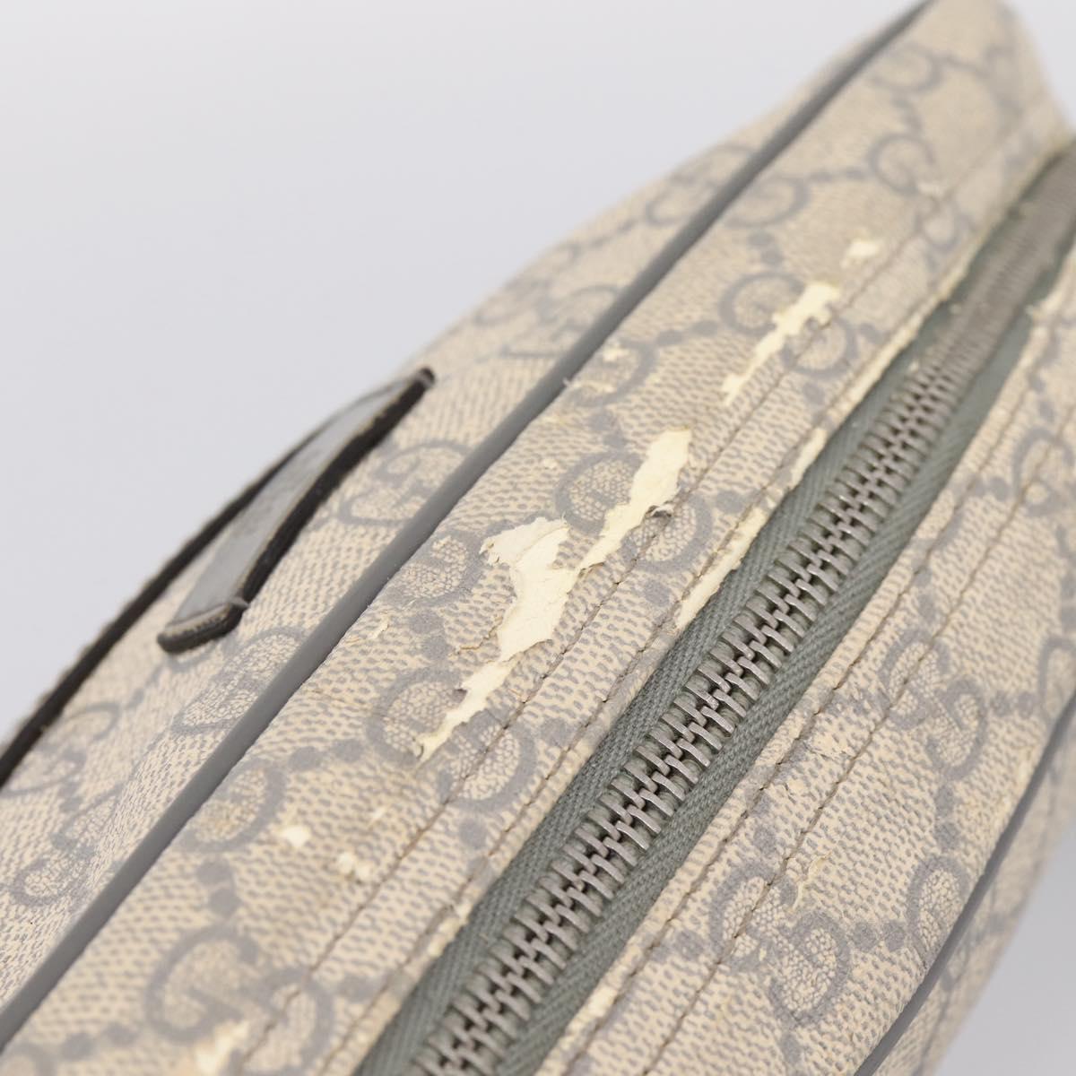 GUCCI GG Supreme Shoulder Bag PVC Beige Silver 201448 Auth mr2814