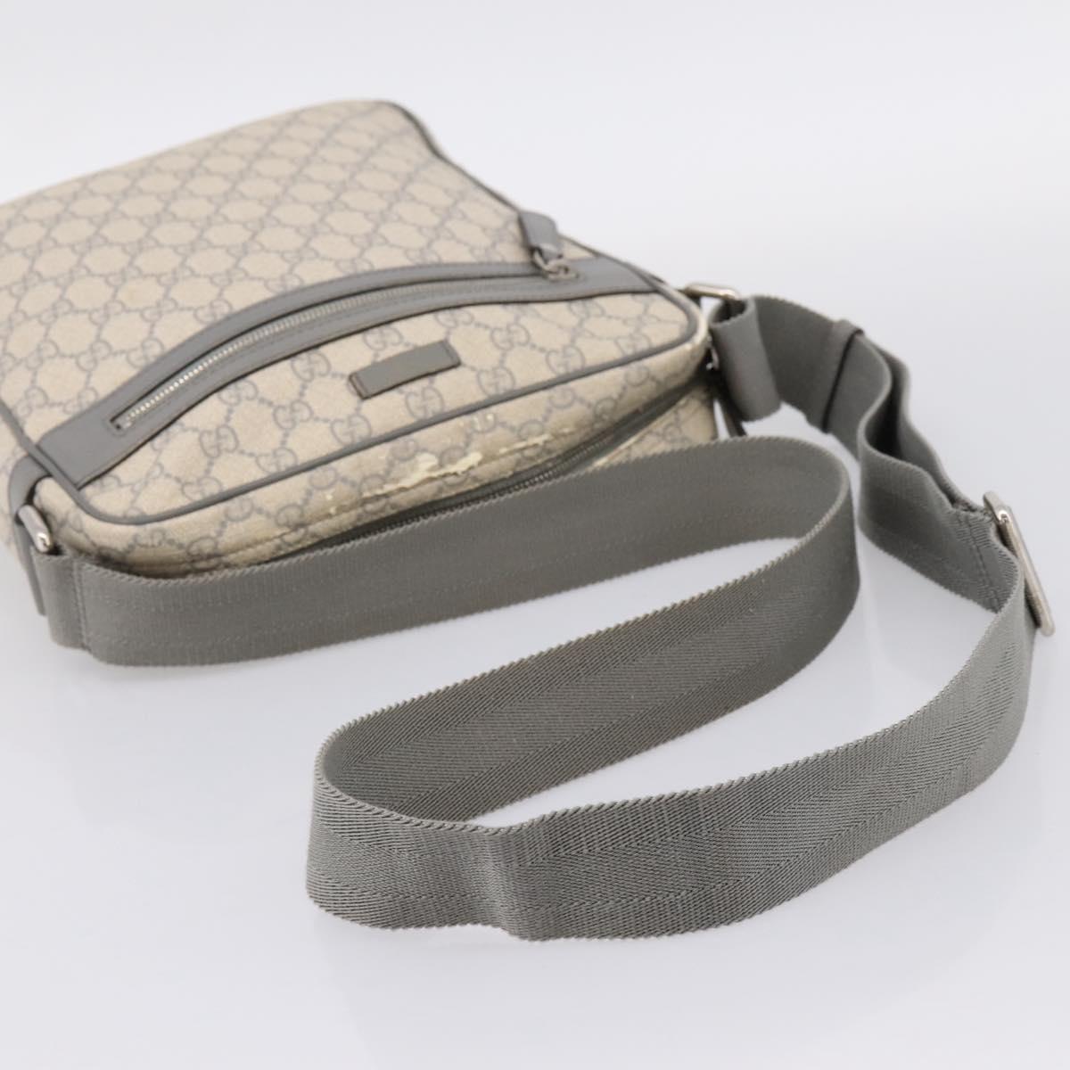 GUCCI GG Supreme Shoulder Bag PVC Beige Silver 201448 Auth mr2814