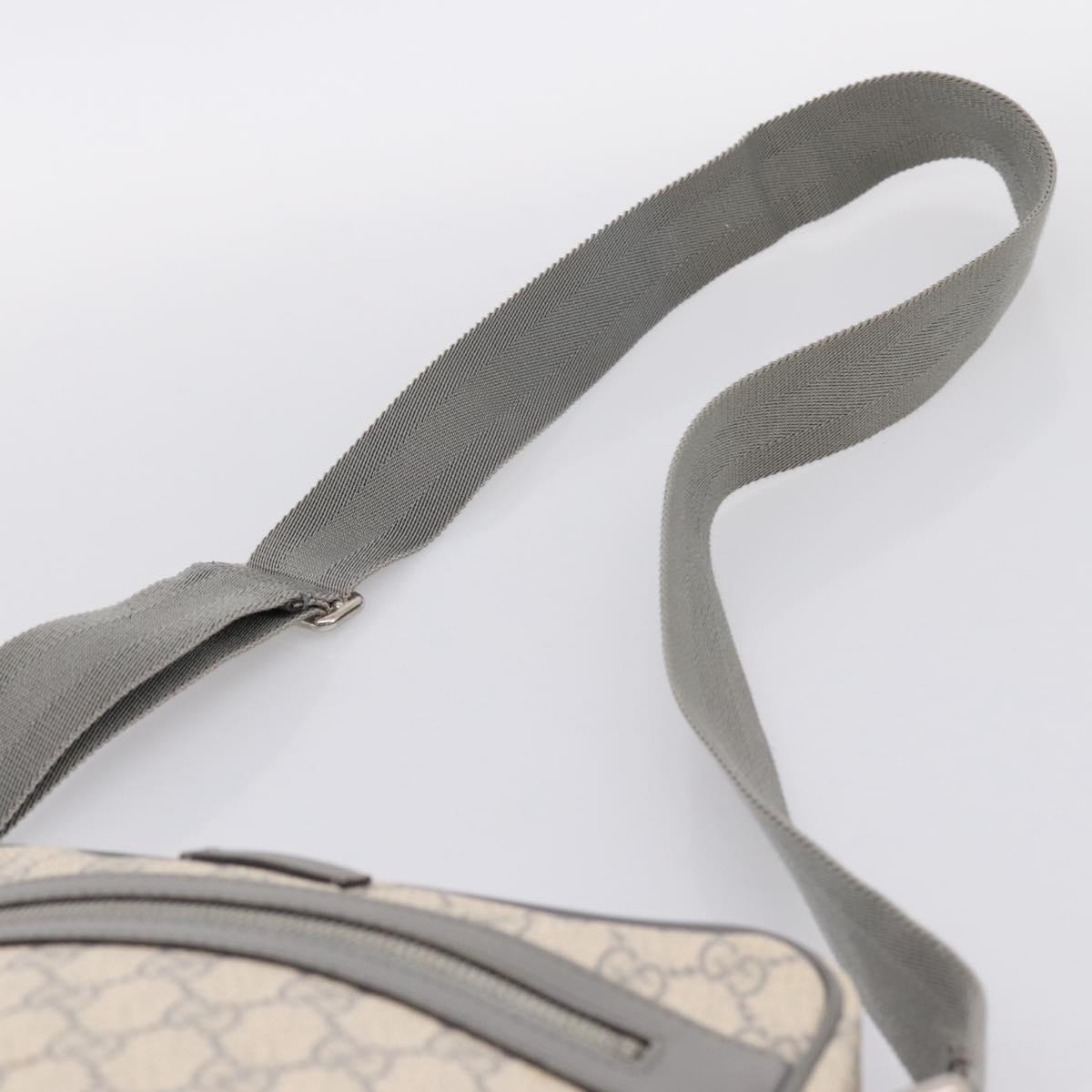 GUCCI GG Supreme Shoulder Bag PVC Beige Silver 201448 Auth mr2814