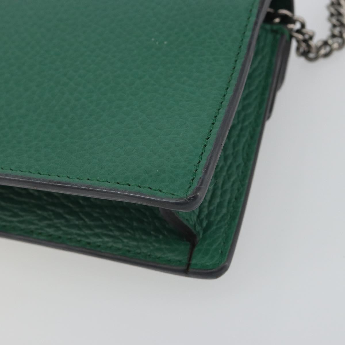 GUCCI Duonisos Shoulder Bag Leather Green Gold 476432 Auth mr2815