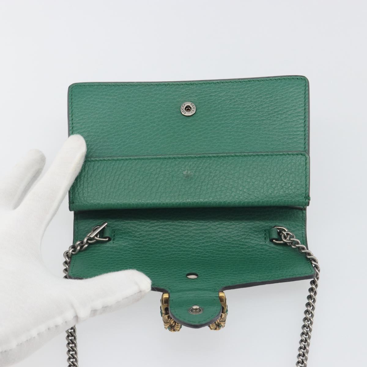 GUCCI Duonisos Shoulder Bag Leather Green Gold 476432 Auth mr2815