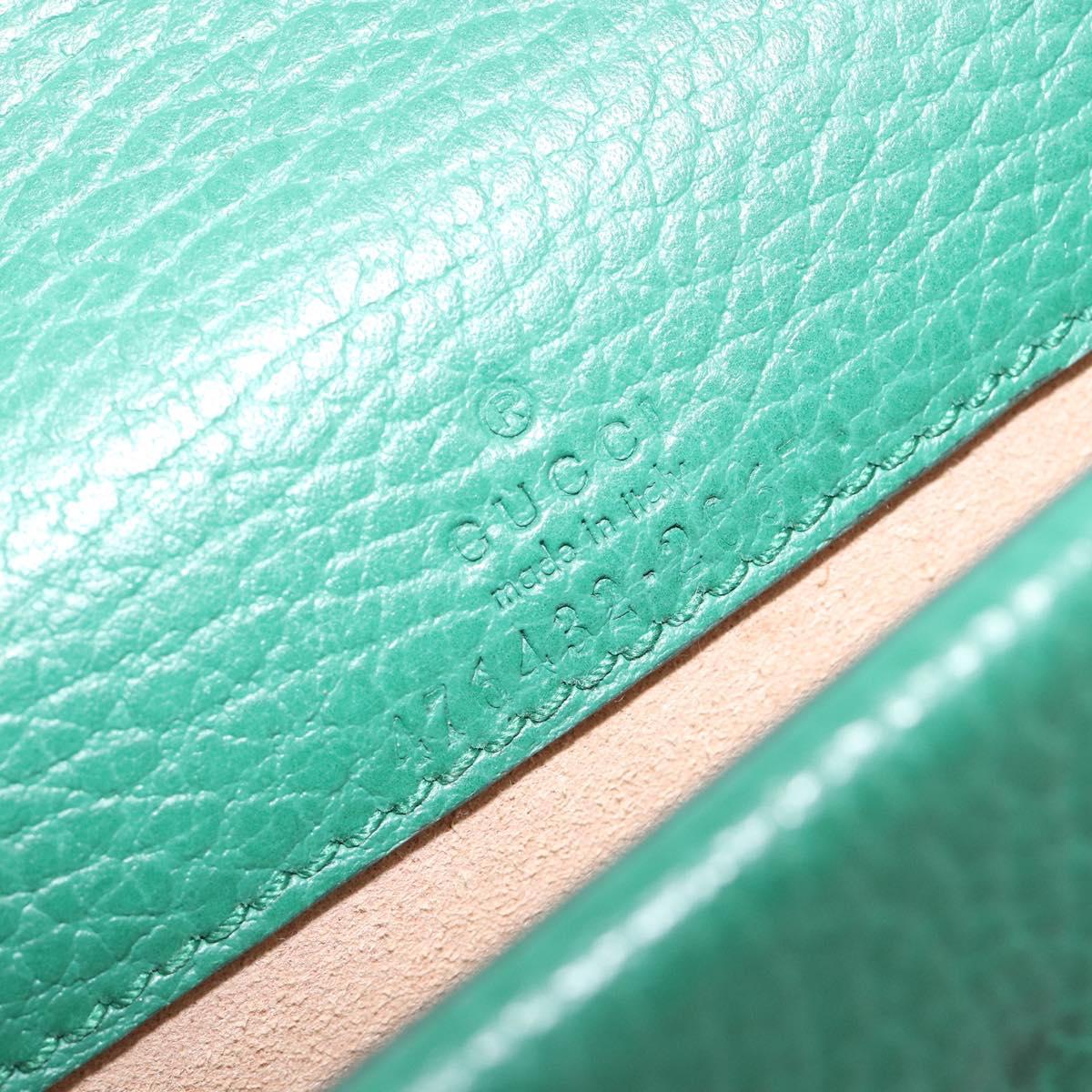 GUCCI Duonisos Shoulder Bag Leather Green Gold 476432 Auth mr2815