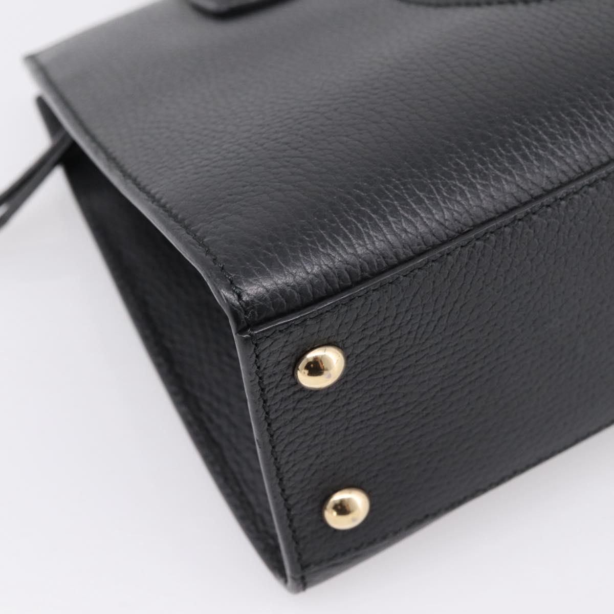 GUCCI Soho Hand Bag Leather Black Gold 431571 Auth mr2816