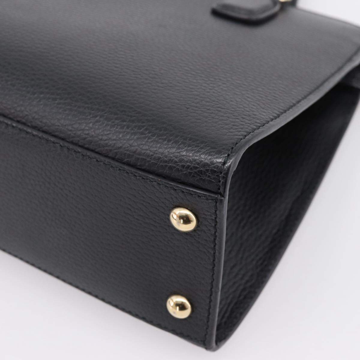 GUCCI Soho Hand Bag Leather Black Gold 431571 Auth mr2816