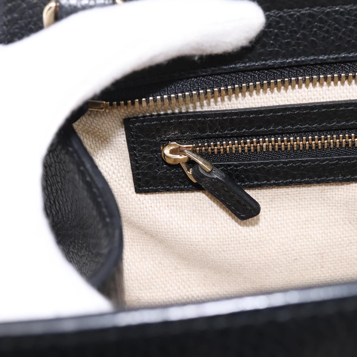 GUCCI Soho Hand Bag Leather Black Gold 431571 Auth mr2816