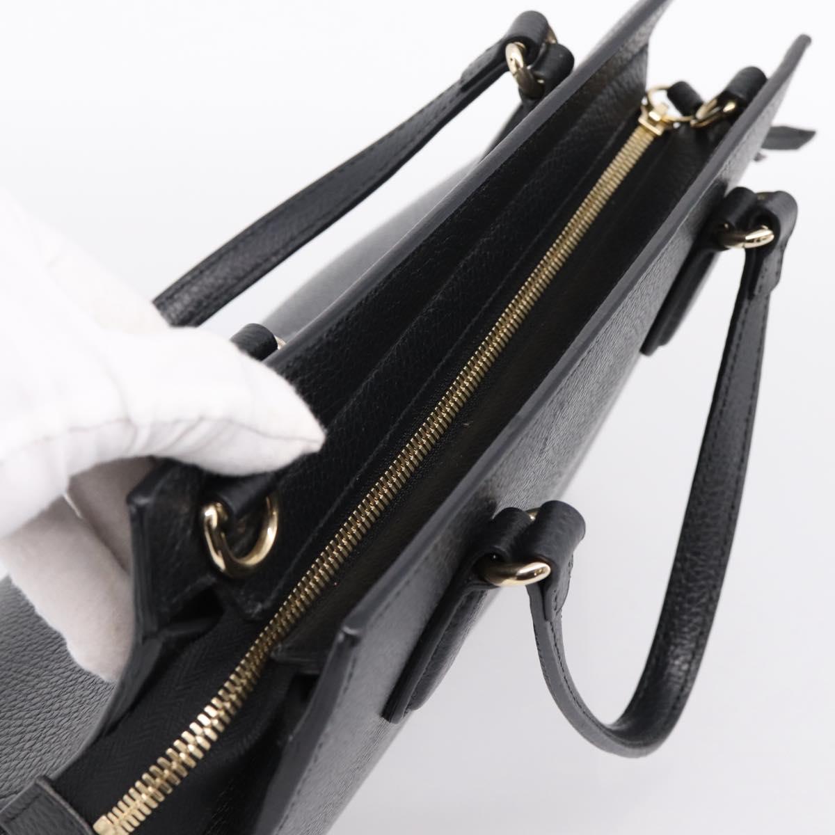 GUCCI Soho Hand Bag Leather Black Gold 431571 Auth mr2816