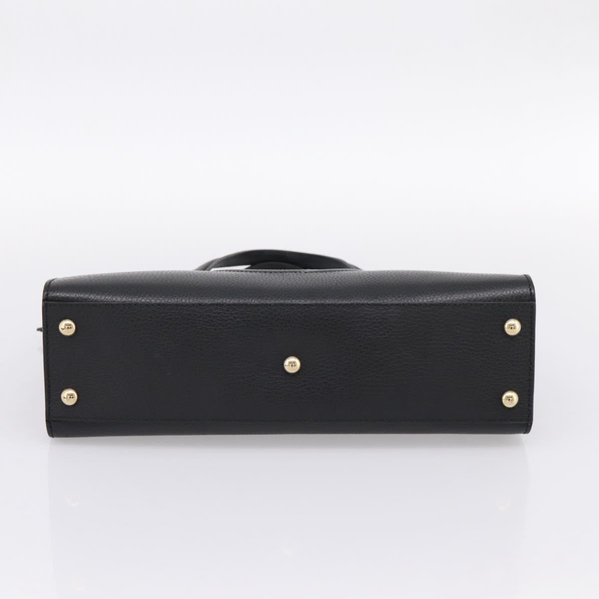 GUCCI Soho Hand Bag Leather Black Gold 431571 Auth mr2816