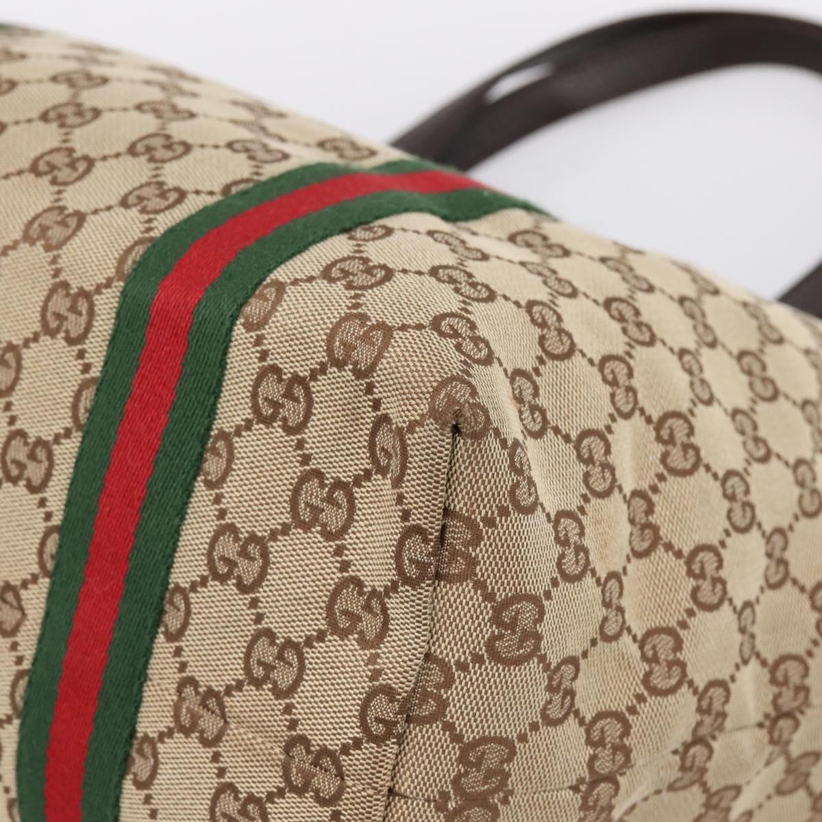 GUCCI GG Canvas Web Sherry Line Tote Bag Beige Gold 139260 Auth mr2817