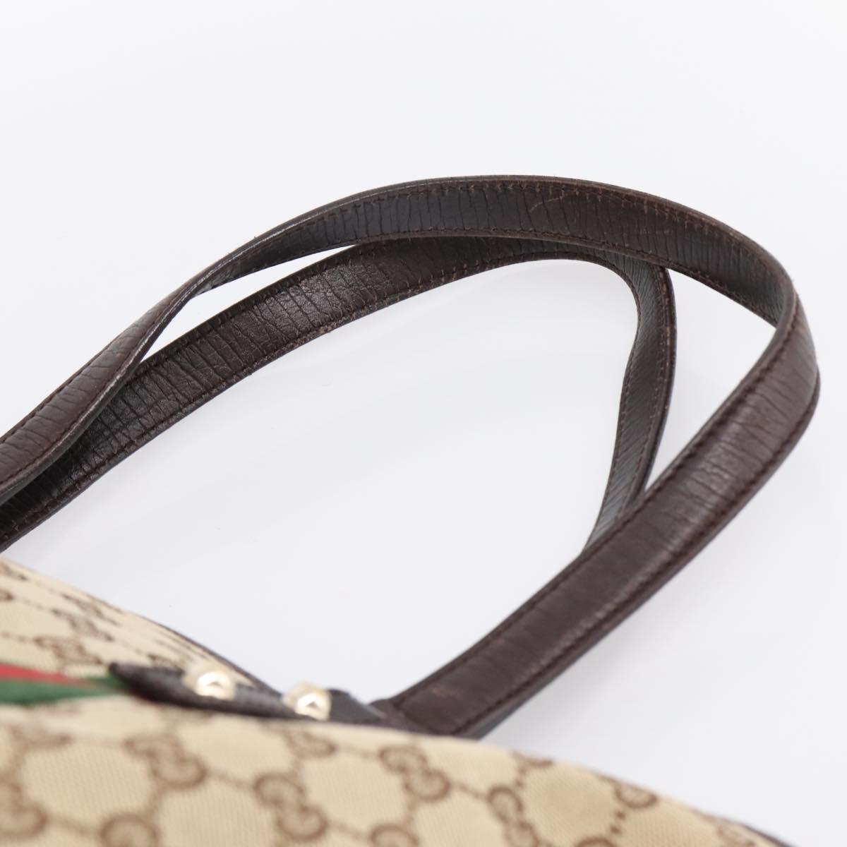 GUCCI GG Canvas Web Sherry Line Tote Bag Beige Gold 139260 Auth mr2817