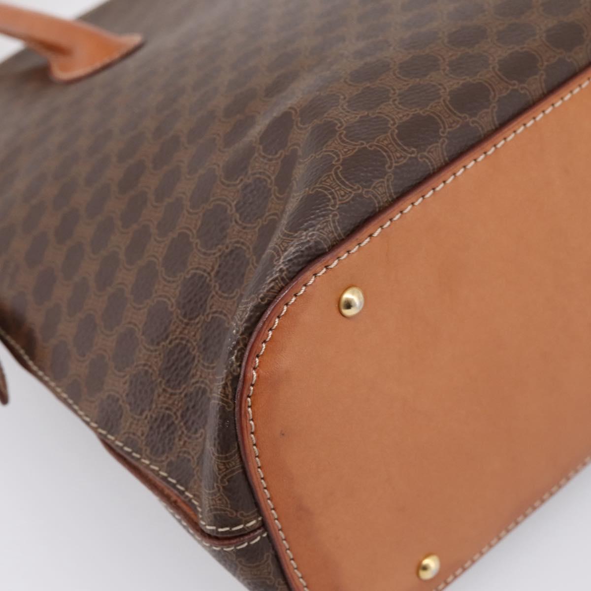CELINE Macadam Canvas Hand Bag PVC Leather Brown Gold Auth mr2818