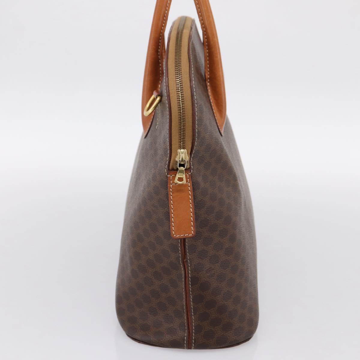 CELINE Macadam Canvas Hand Bag PVC Leather Brown Gold Auth mr2818