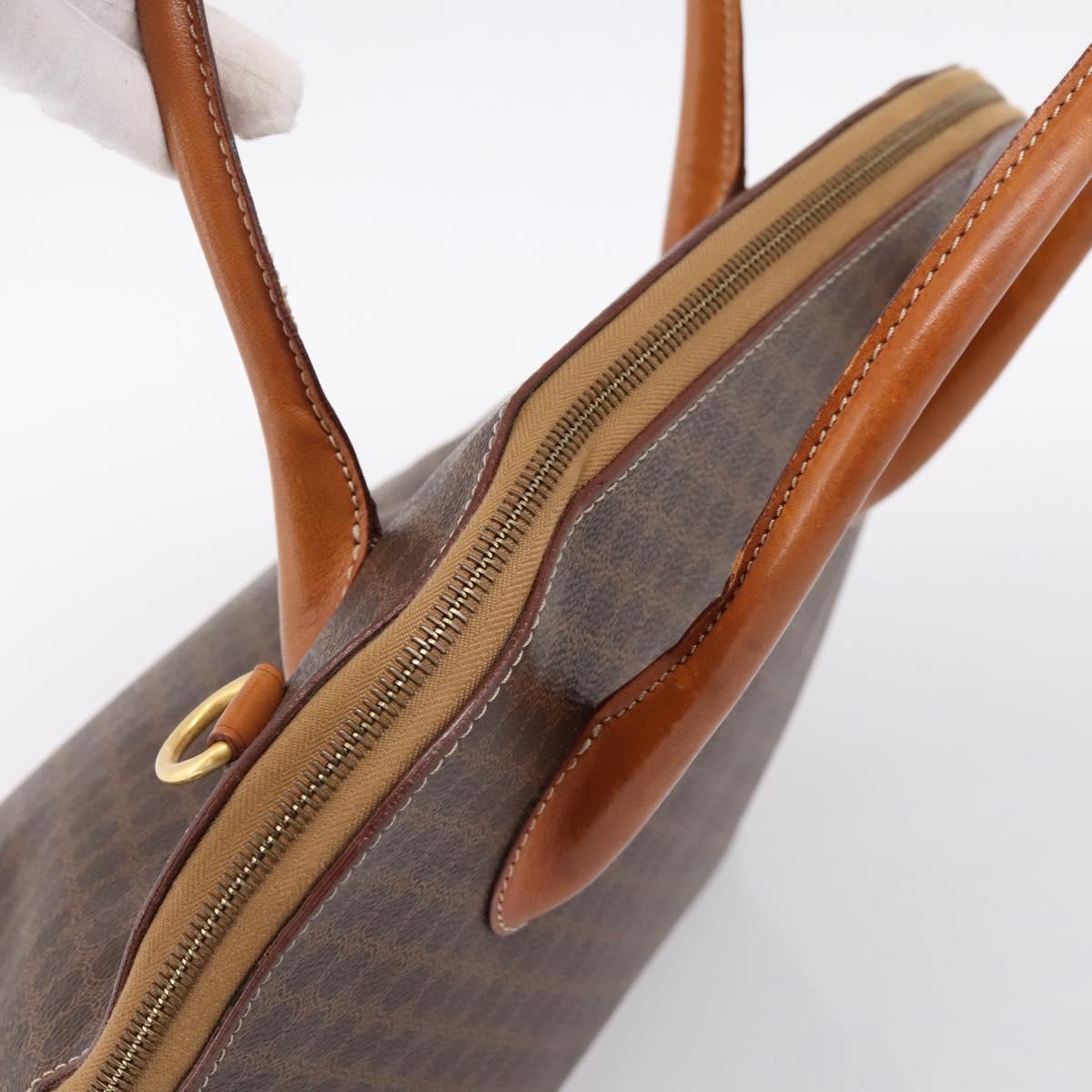 CELINE Macadam Canvas Hand Bag PVC Leather Brown Gold Auth mr2818