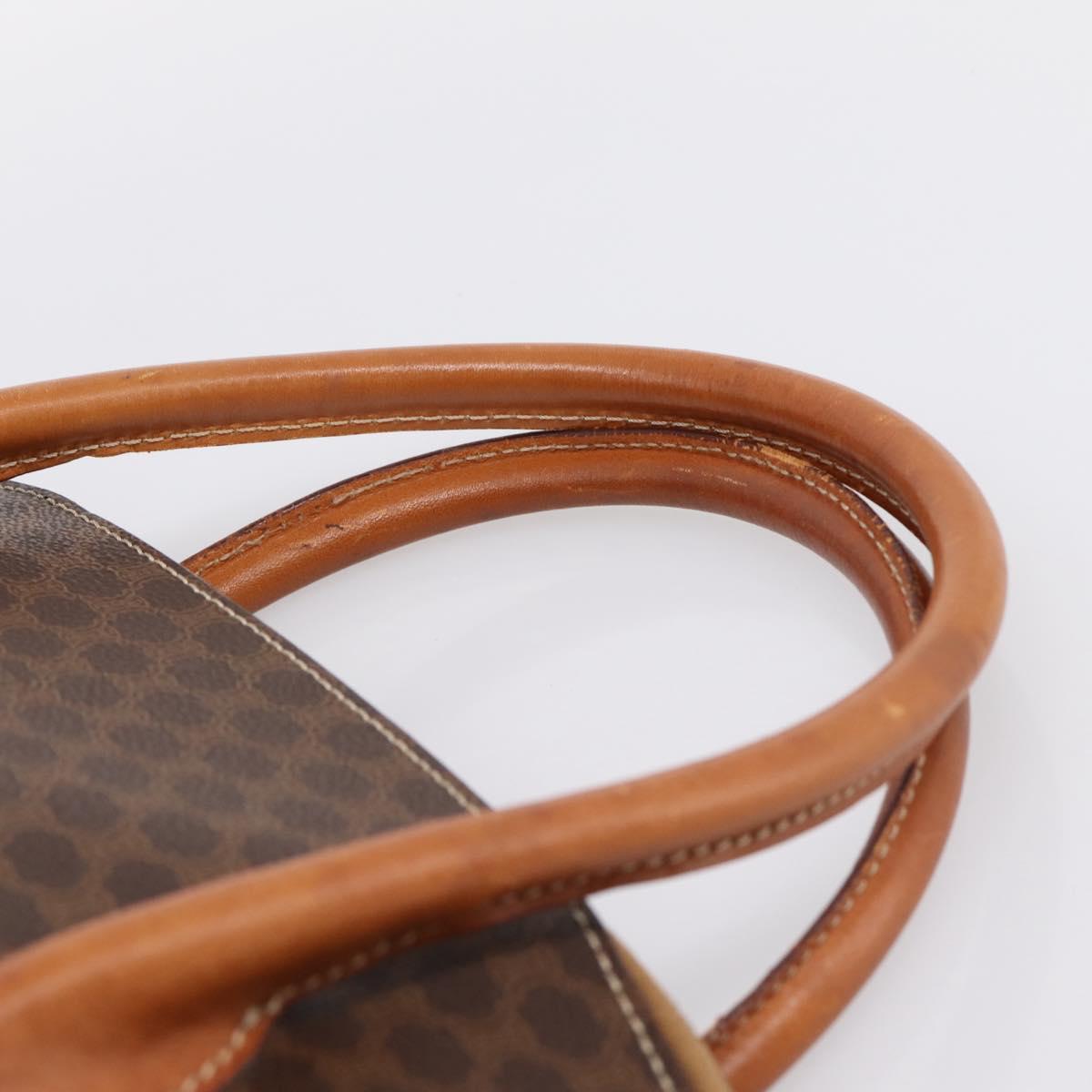 CELINE Macadam Canvas Hand Bag PVC Leather Brown Gold Auth mr2818
