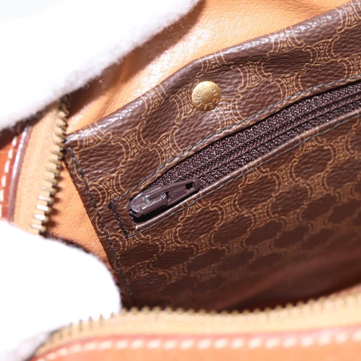 CELINE Macadam Canvas Hand Bag PVC Leather Brown Gold Auth mr2819