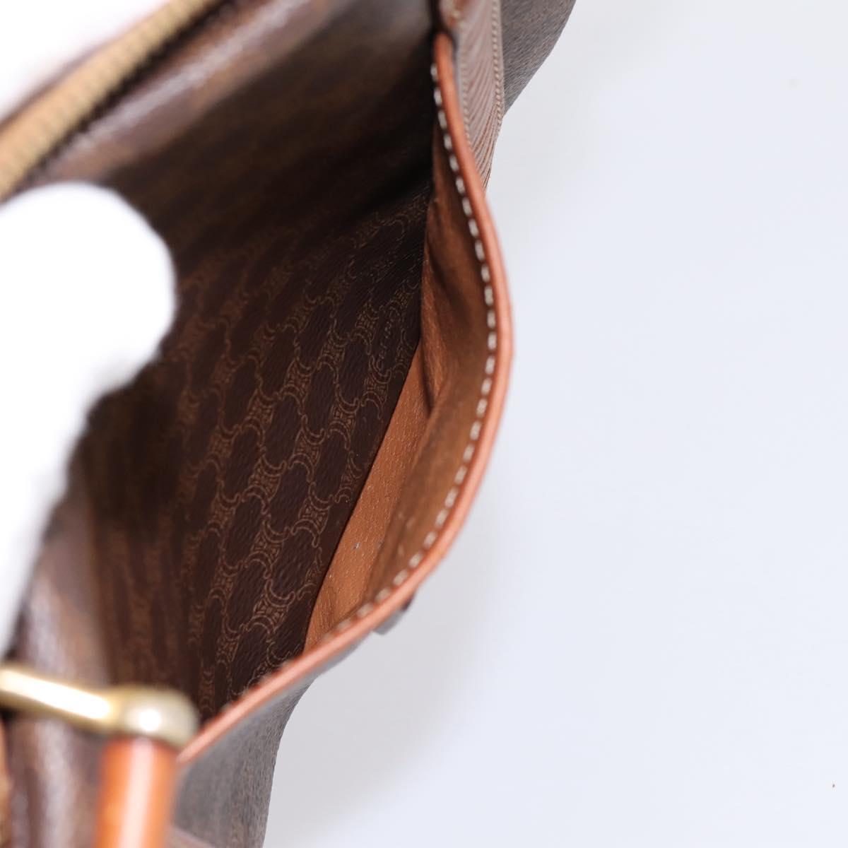 CELINE Macadam Canvas Hand Bag PVC Leather Brown Gold Auth mr2819