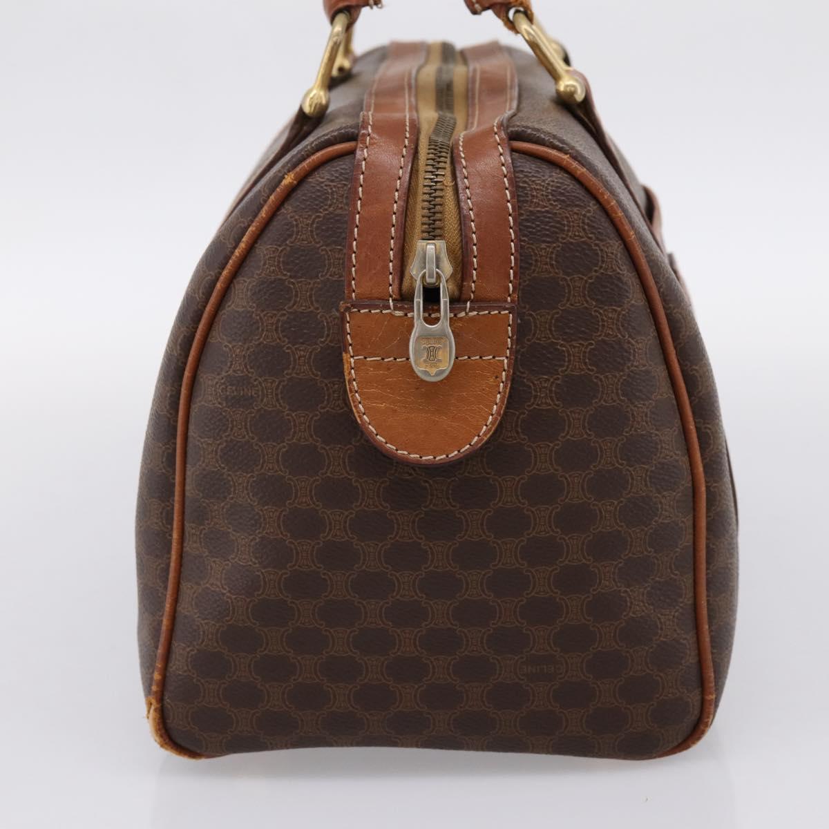 CELINE Macadam Canvas Hand Bag PVC Leather Brown Gold Auth mr2819
