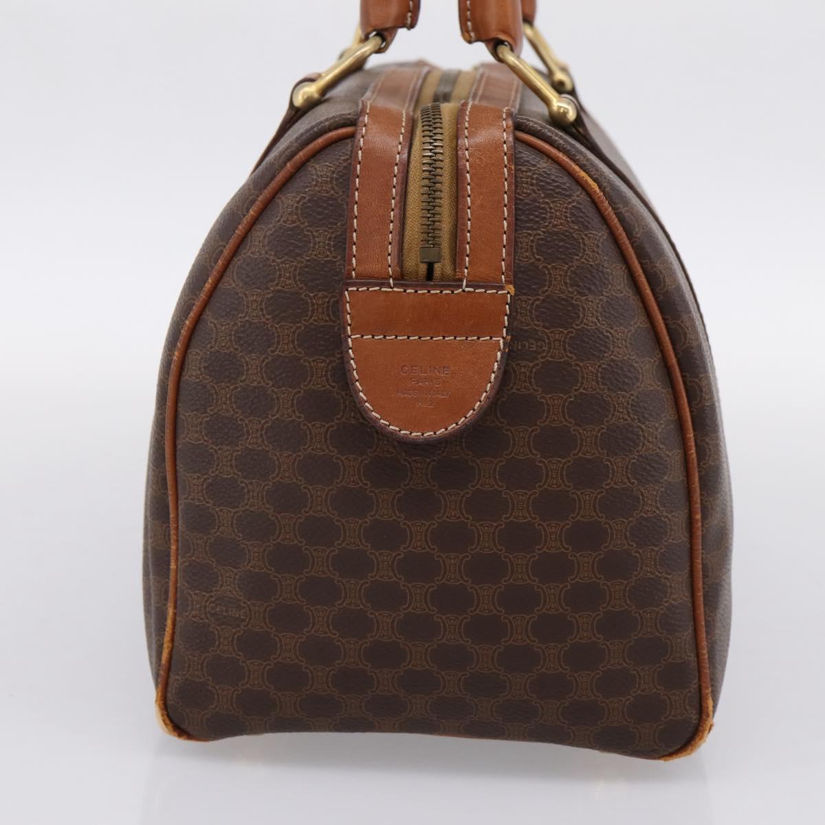 CELINE Macadam Canvas Hand Bag PVC Leather Brown Gold Auth mr2819