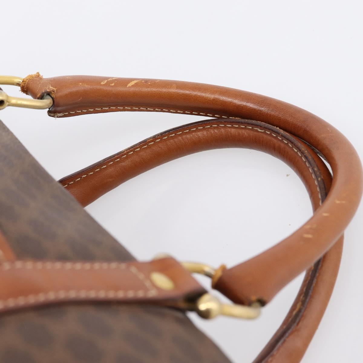 CELINE Macadam Canvas Hand Bag PVC Leather Brown Gold Auth mr2819