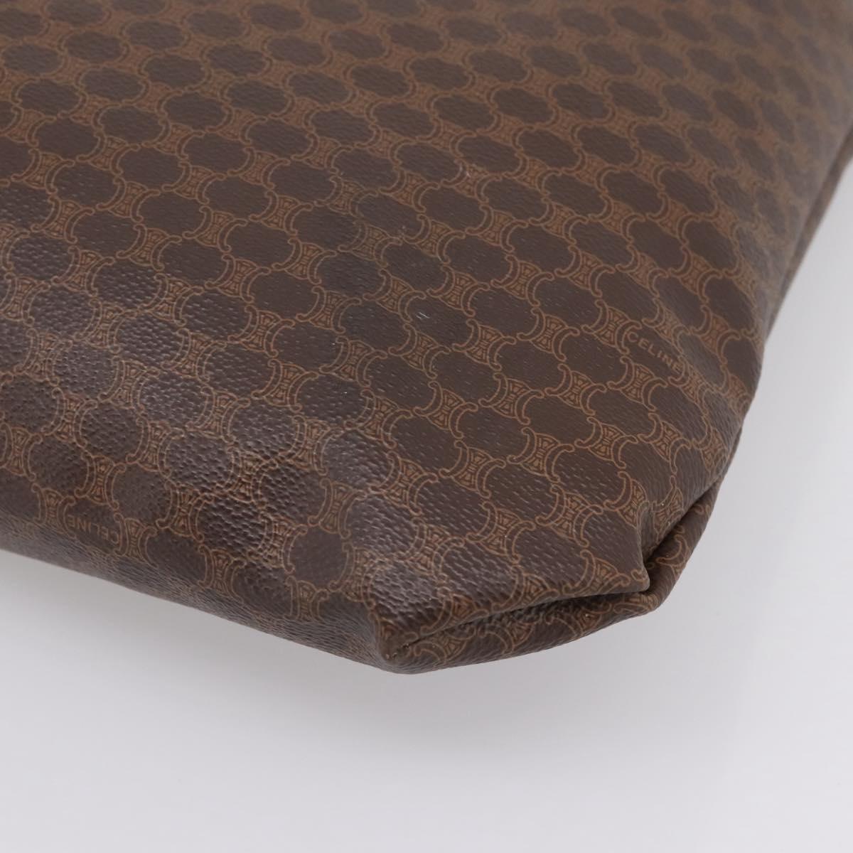 CELINE Macadam Canvas Tote Bag PVC Leather Brown Gold Auth mr2820