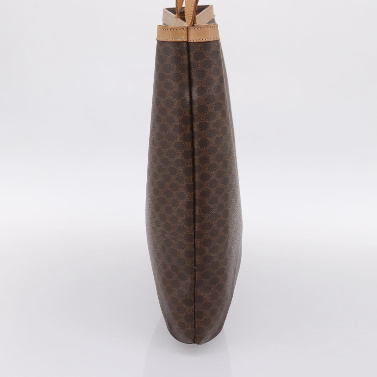 CELINE Macadam Canvas Tote Bag PVC Leather Brown Gold Auth mr2820