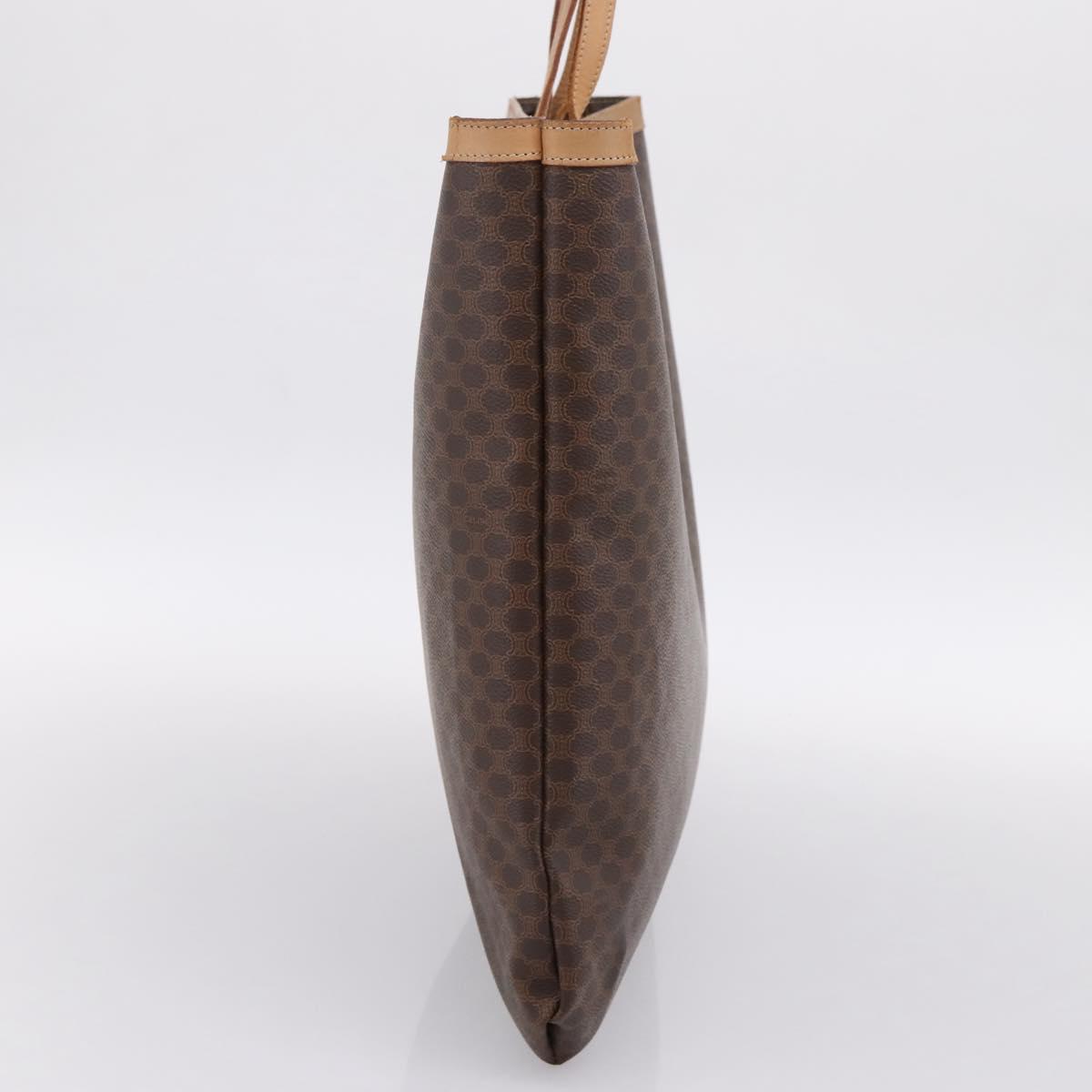CELINE Macadam Canvas Tote Bag PVC Leather Brown Gold Auth mr2820