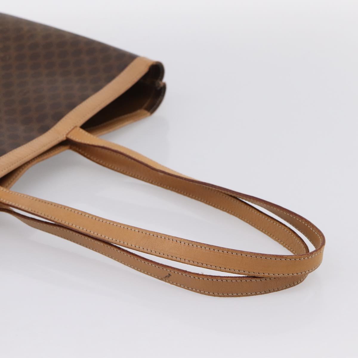 CELINE Macadam Canvas Tote Bag PVC Leather Brown Gold Auth mr2820