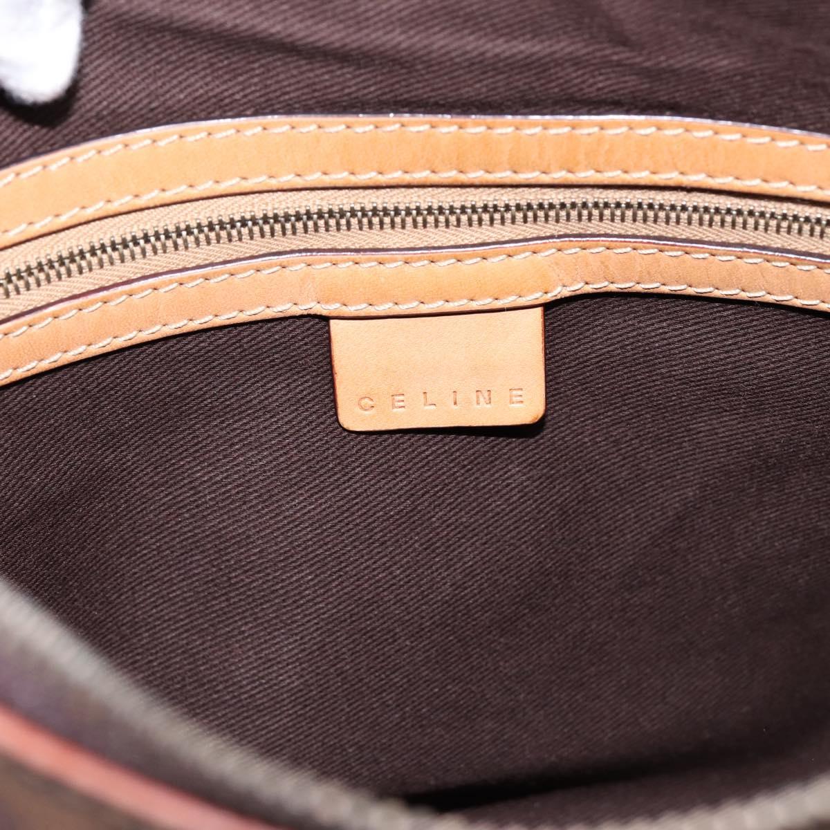CELINE Macadam Canvas Shoulder Bag PVC Leather Brown Gold Auth mr2821