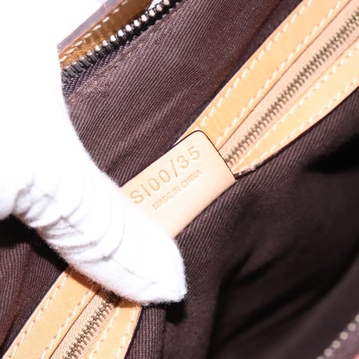CELINE Macadam Canvas Shoulder Bag PVC Leather Brown Gold Auth mr2821
