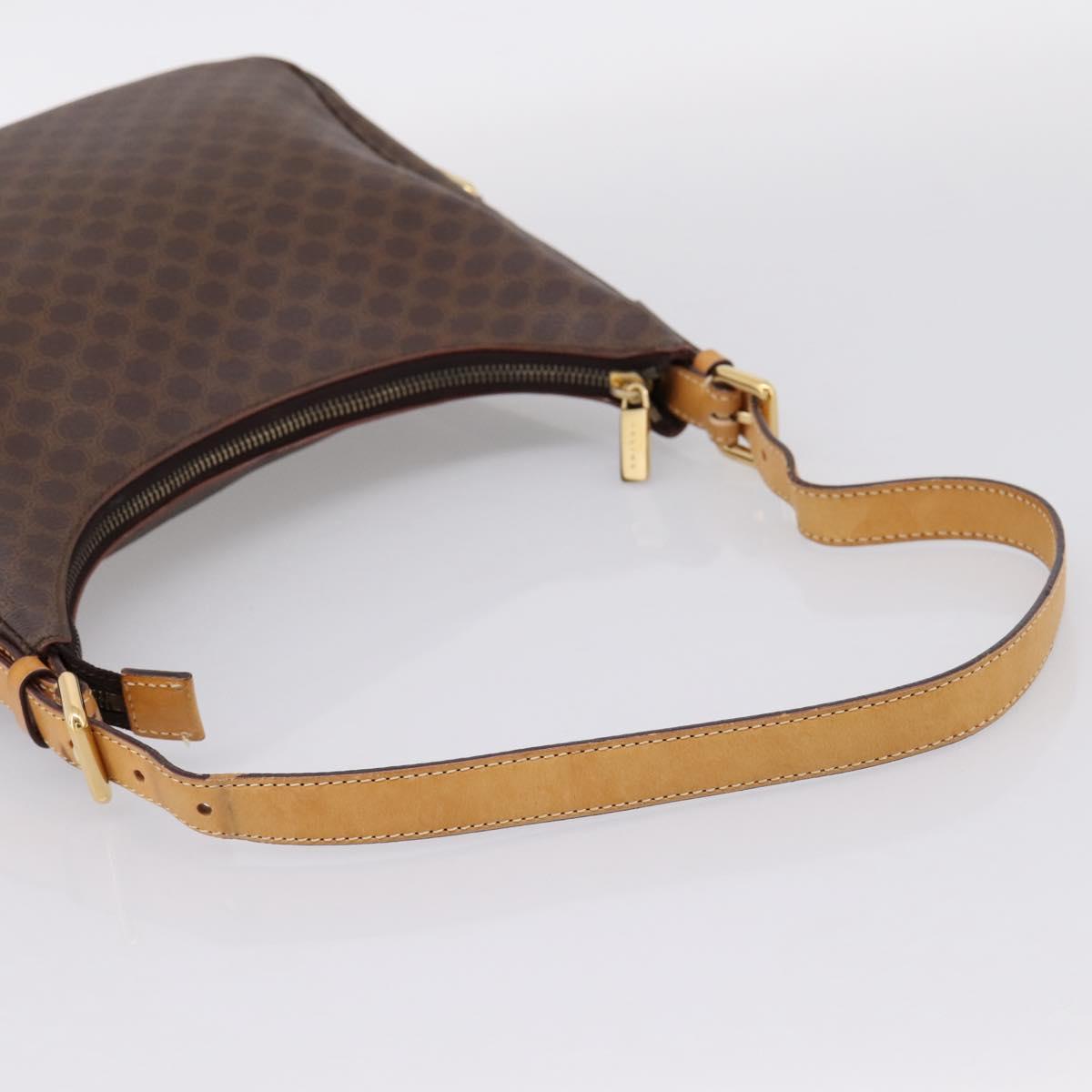 CELINE Macadam Canvas Shoulder Bag PVC Leather Brown Gold Auth mr2821