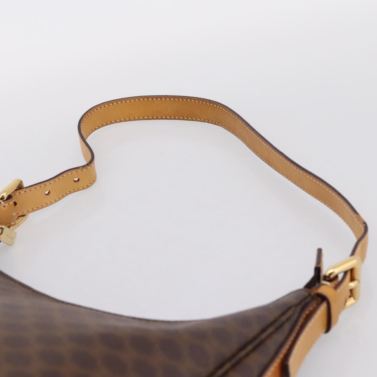 CELINE Macadam Canvas Shoulder Bag PVC Leather Brown Gold Auth mr2821
