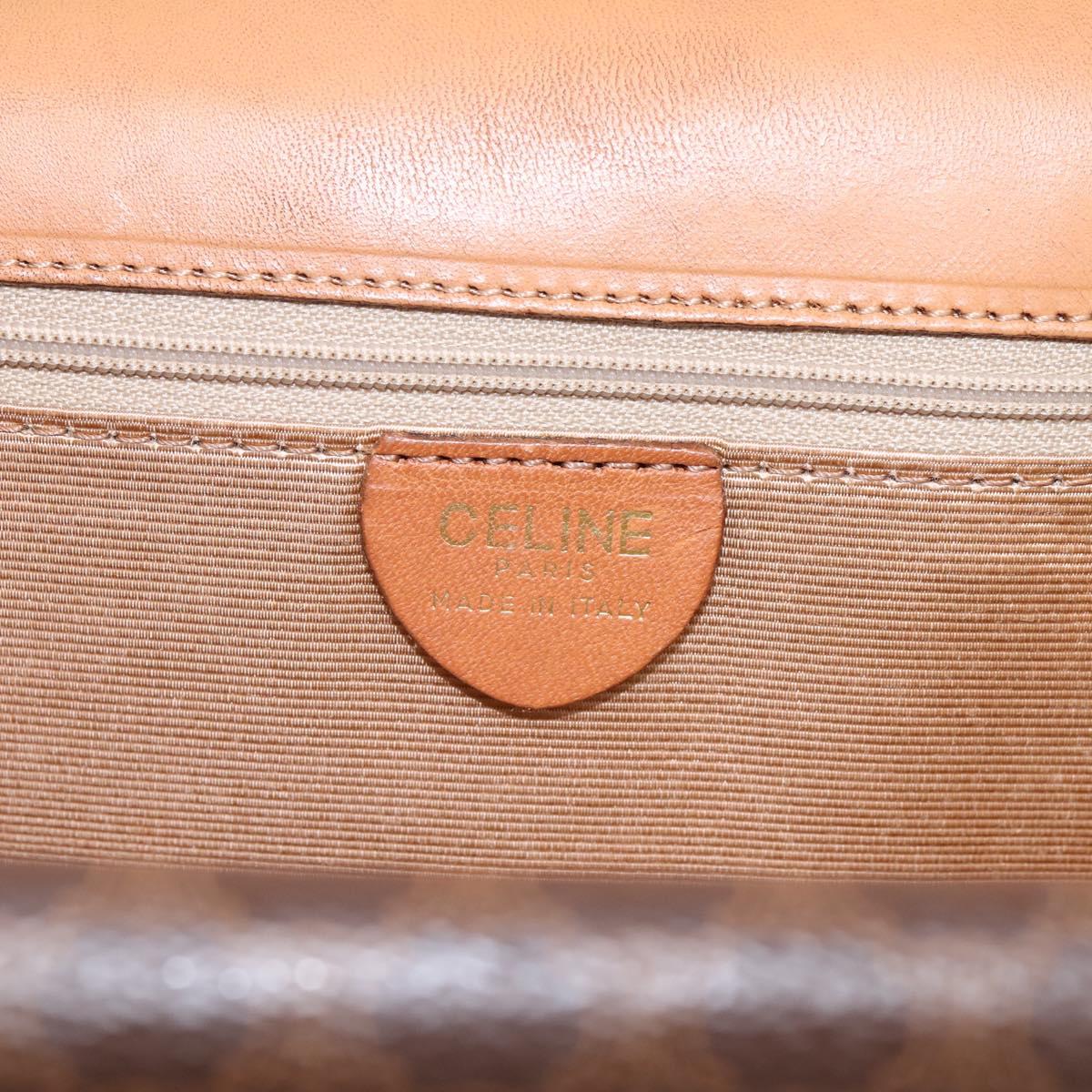 CELINE Macadam Canvas Hand Bag PVC Leather Brown Gold Auth mr2822