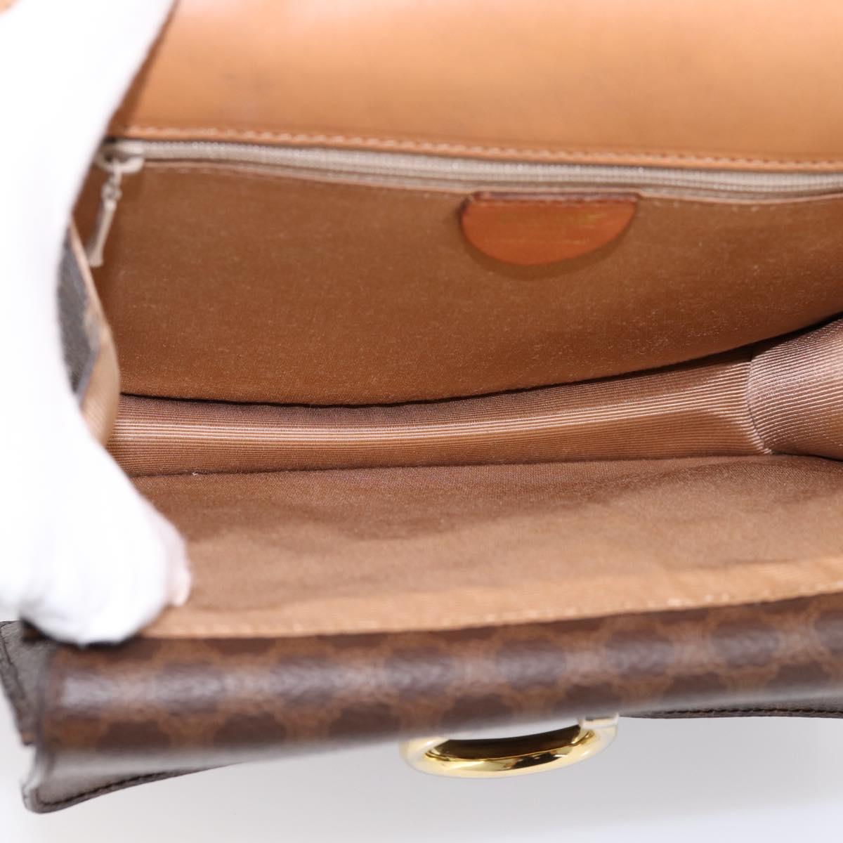 CELINE Macadam Canvas Hand Bag PVC Leather Brown Gold Auth mr2822