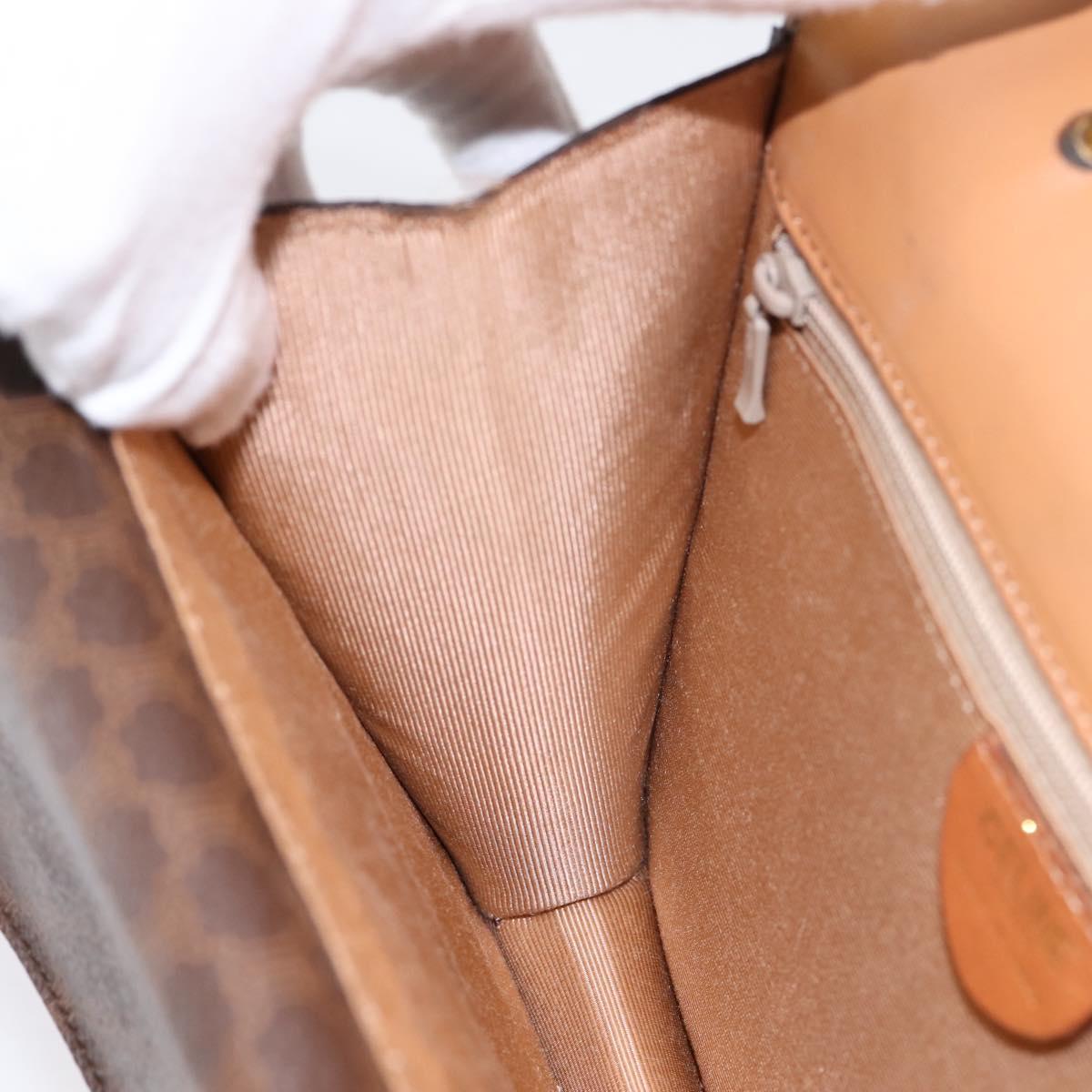 CELINE Macadam Canvas Hand Bag PVC Leather Brown Gold Auth mr2822