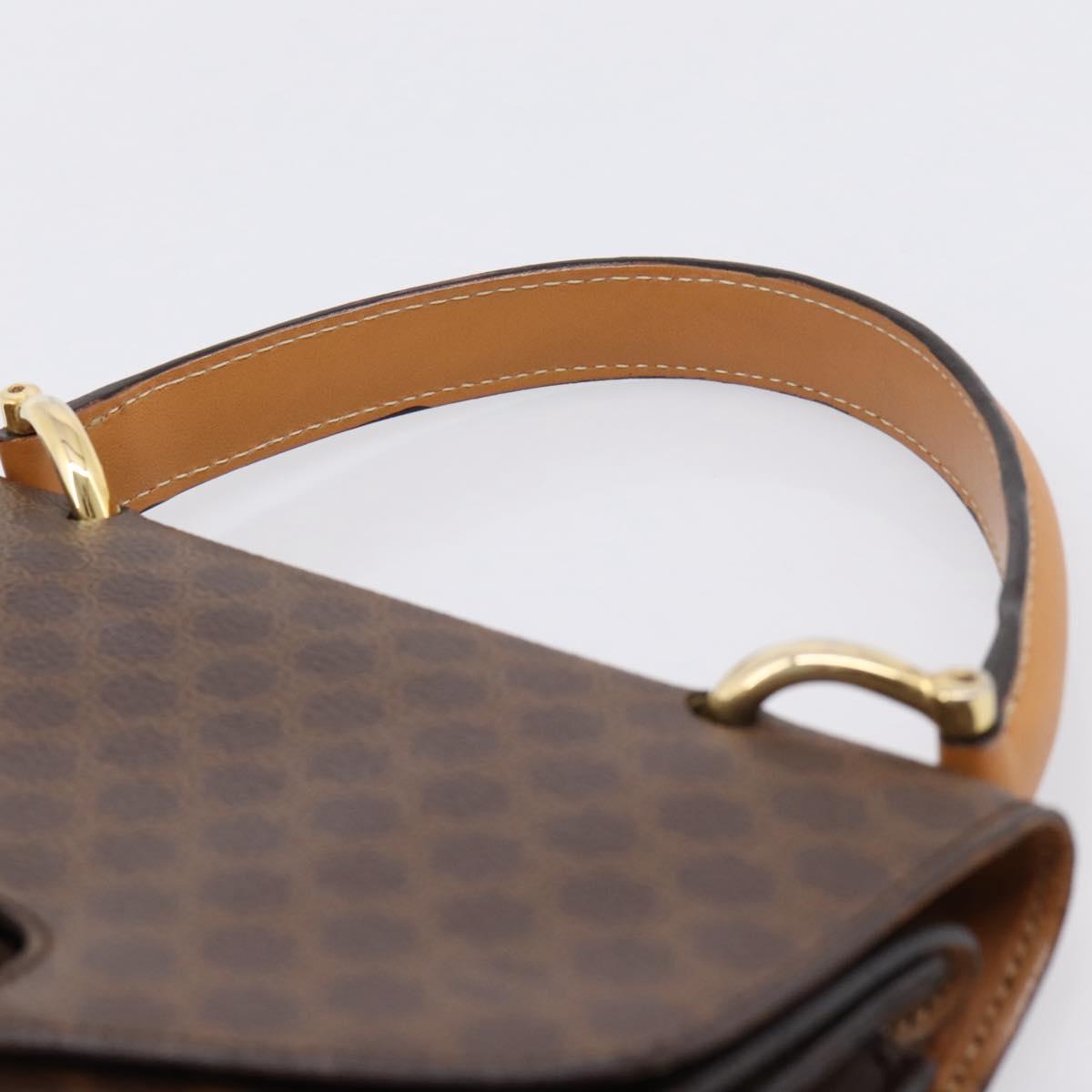 CELINE Macadam Canvas Hand Bag PVC Leather Brown Gold Auth mr2822