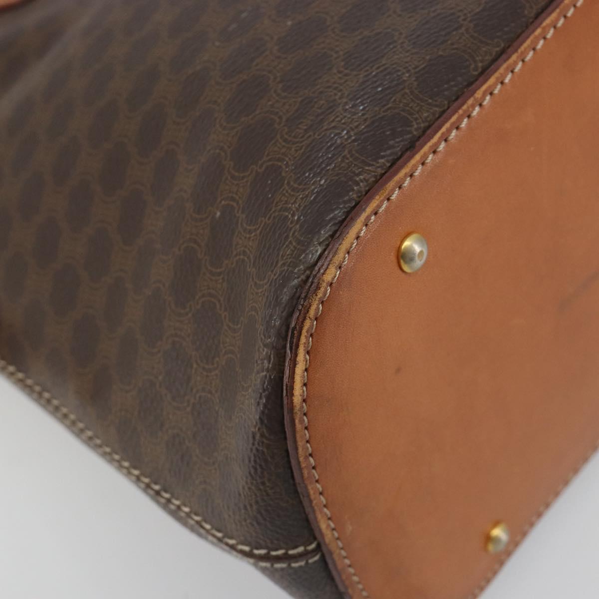 CELINE Macadam Canvas Hand Bag PVC Leather Brown Gold Auth mr2823