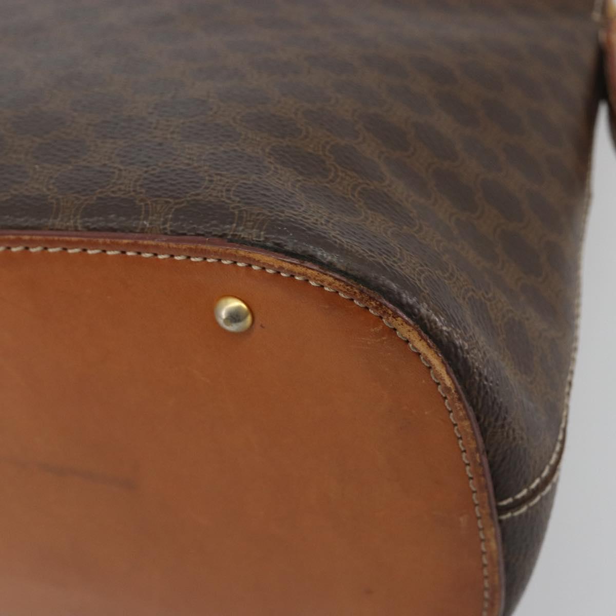 CELINE Macadam Canvas Hand Bag PVC Leather Brown Gold Auth mr2823