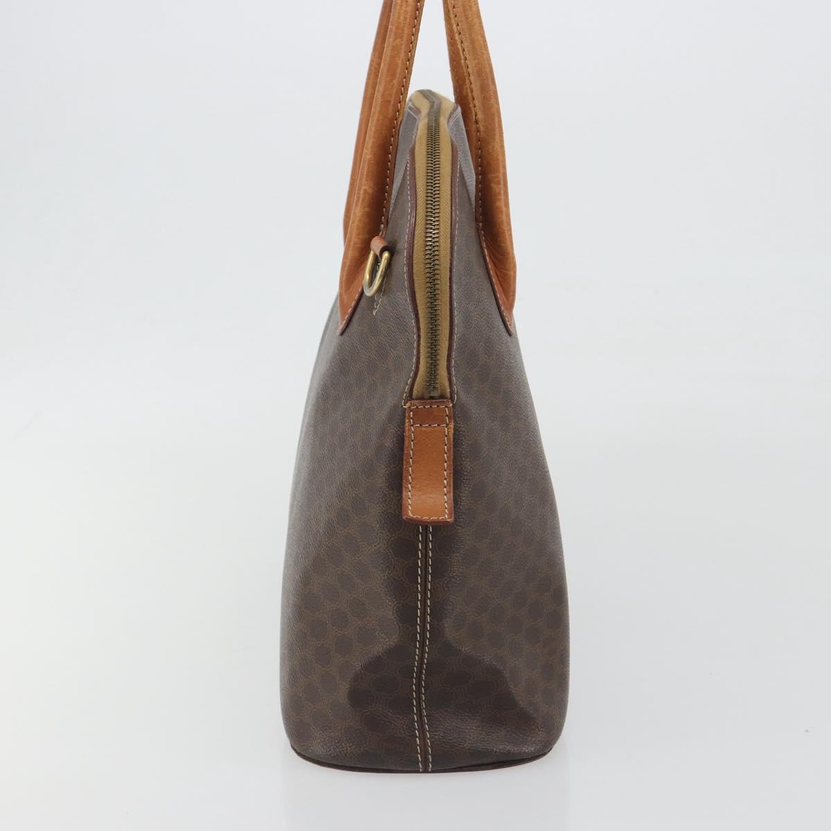 CELINE Macadam Canvas Hand Bag PVC Leather Brown Gold Auth mr2823