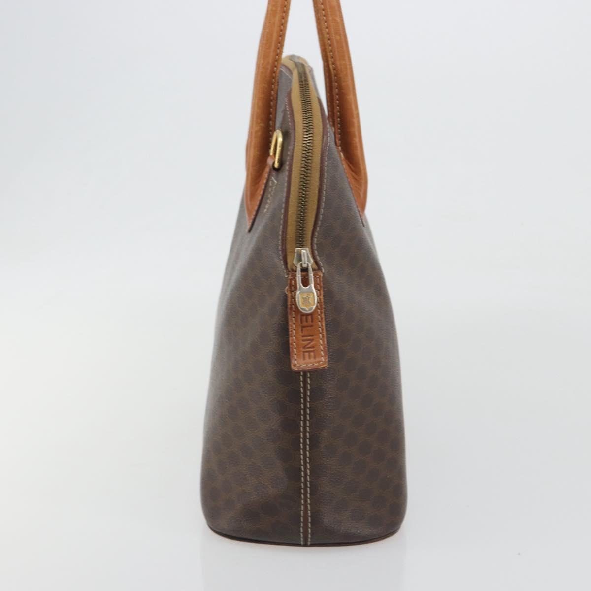 CELINE Macadam Canvas Hand Bag PVC Leather Brown Gold Auth mr2823