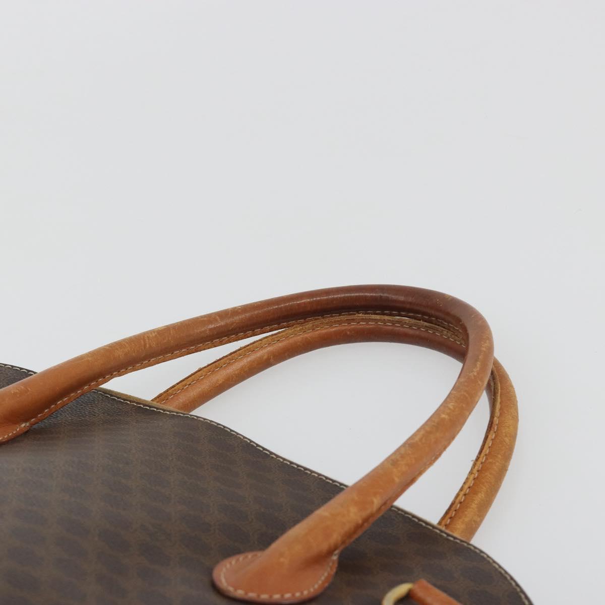 CELINE Macadam Canvas Hand Bag PVC Leather Brown Gold Auth mr2823