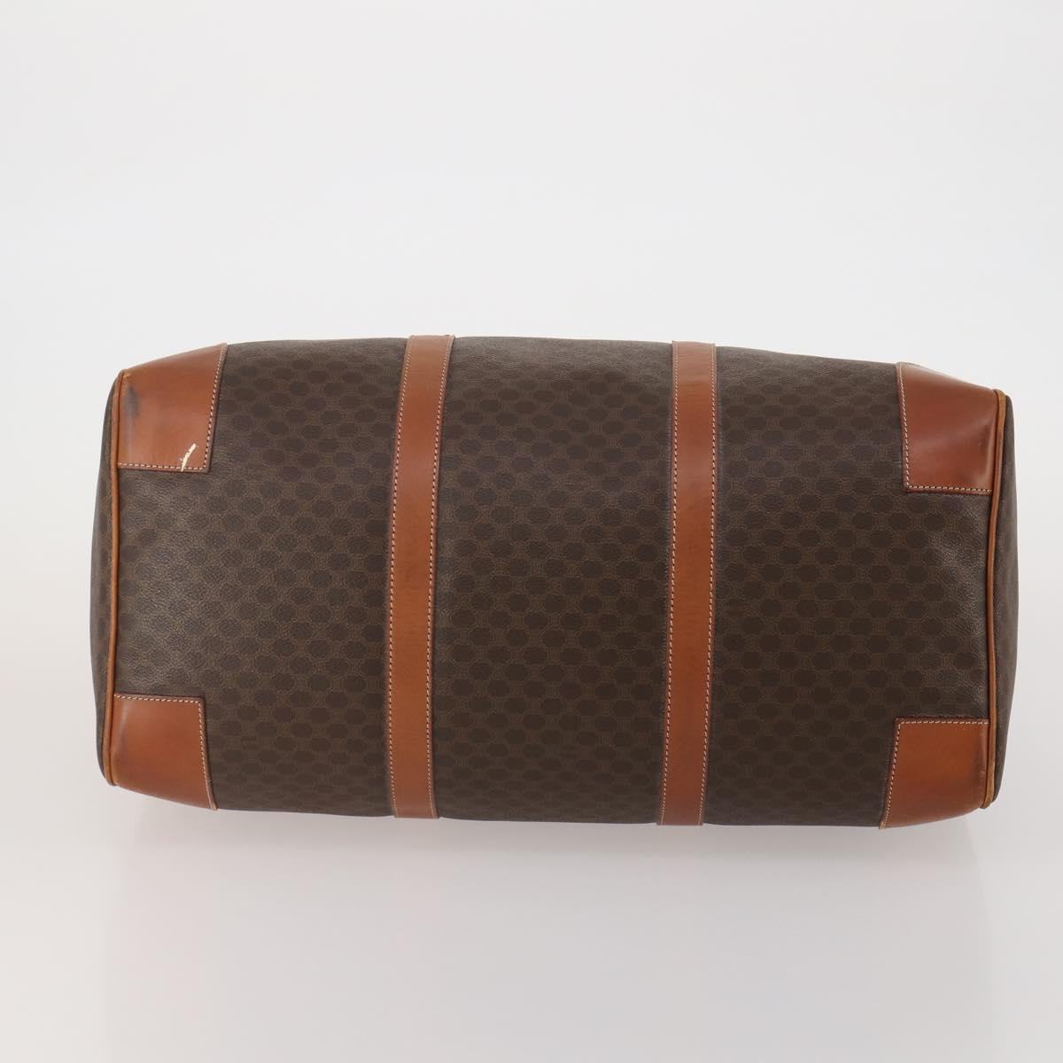 CELINE Macadam Canvas Boston Bag PVC Leather Brown Gold Auth mr2824