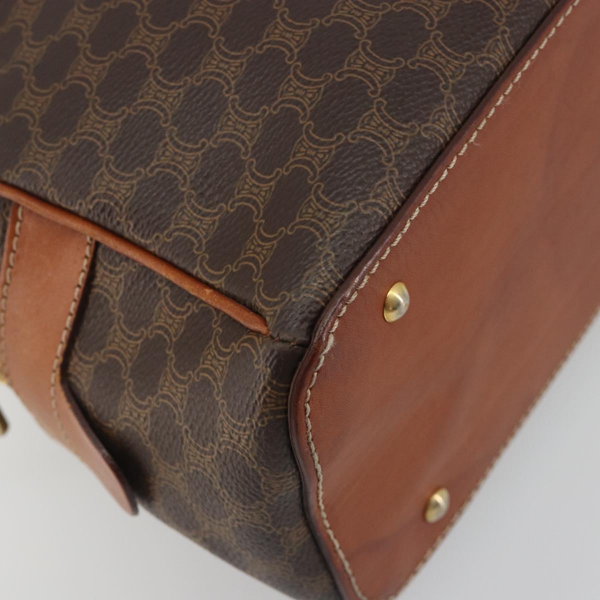 CELINE Macadam Canvas Hand Bag PVC Leather Brown Gold Auth mr2825
