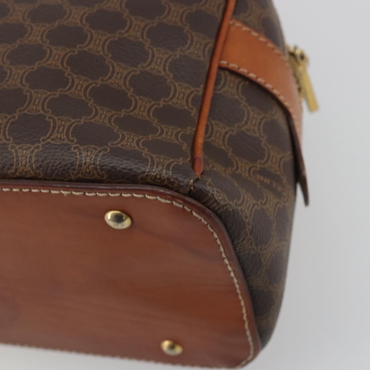 CELINE Macadam Canvas Hand Bag PVC Leather Brown Gold Auth mr2825