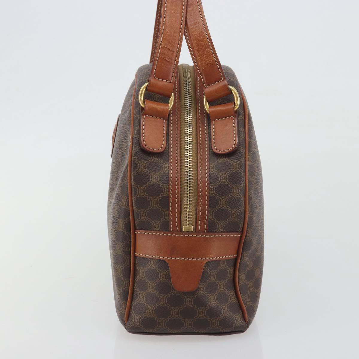 CELINE Macadam Canvas Hand Bag PVC Leather Brown Gold Auth mr2825