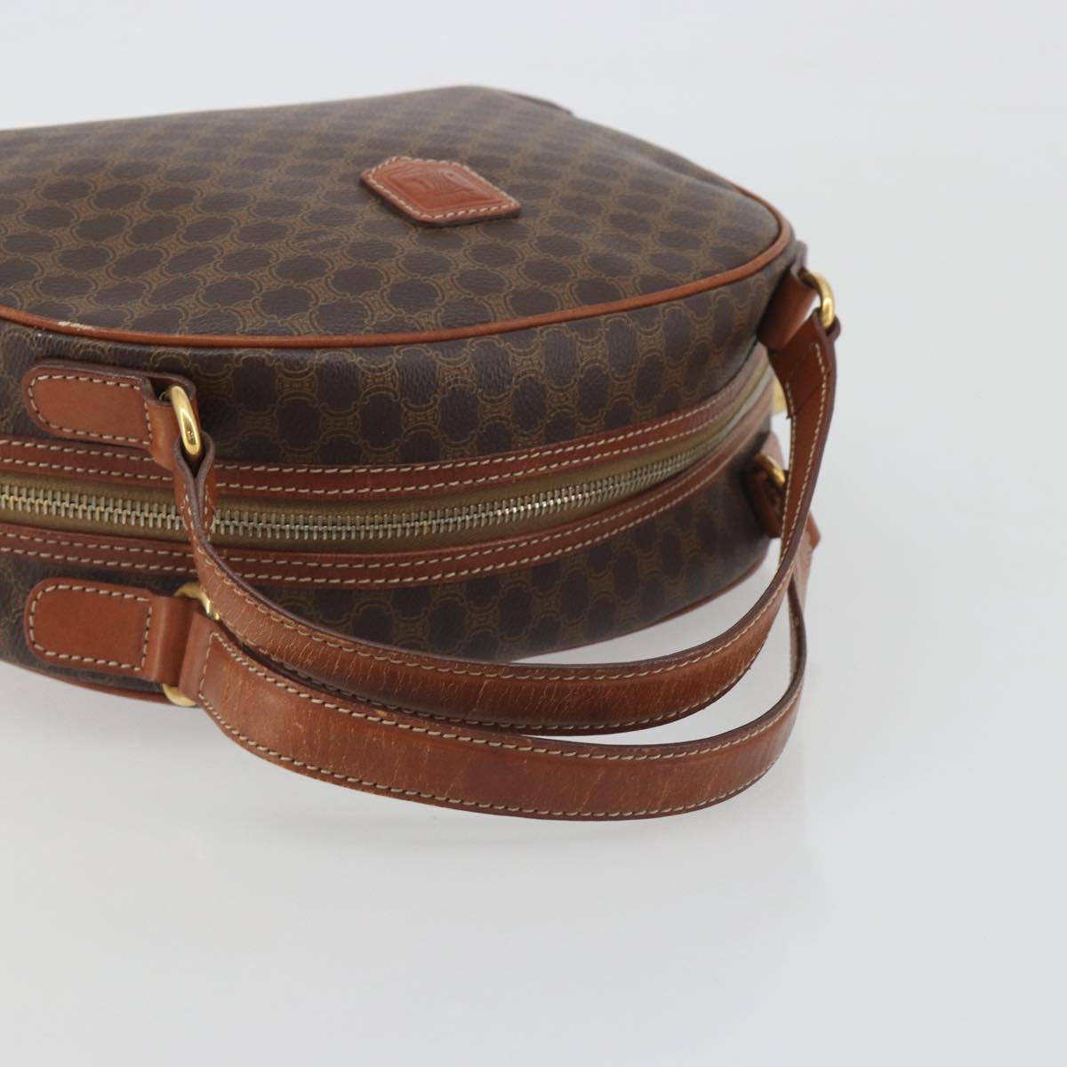 CELINE Macadam Canvas Hand Bag PVC Leather Brown Gold Auth mr2825