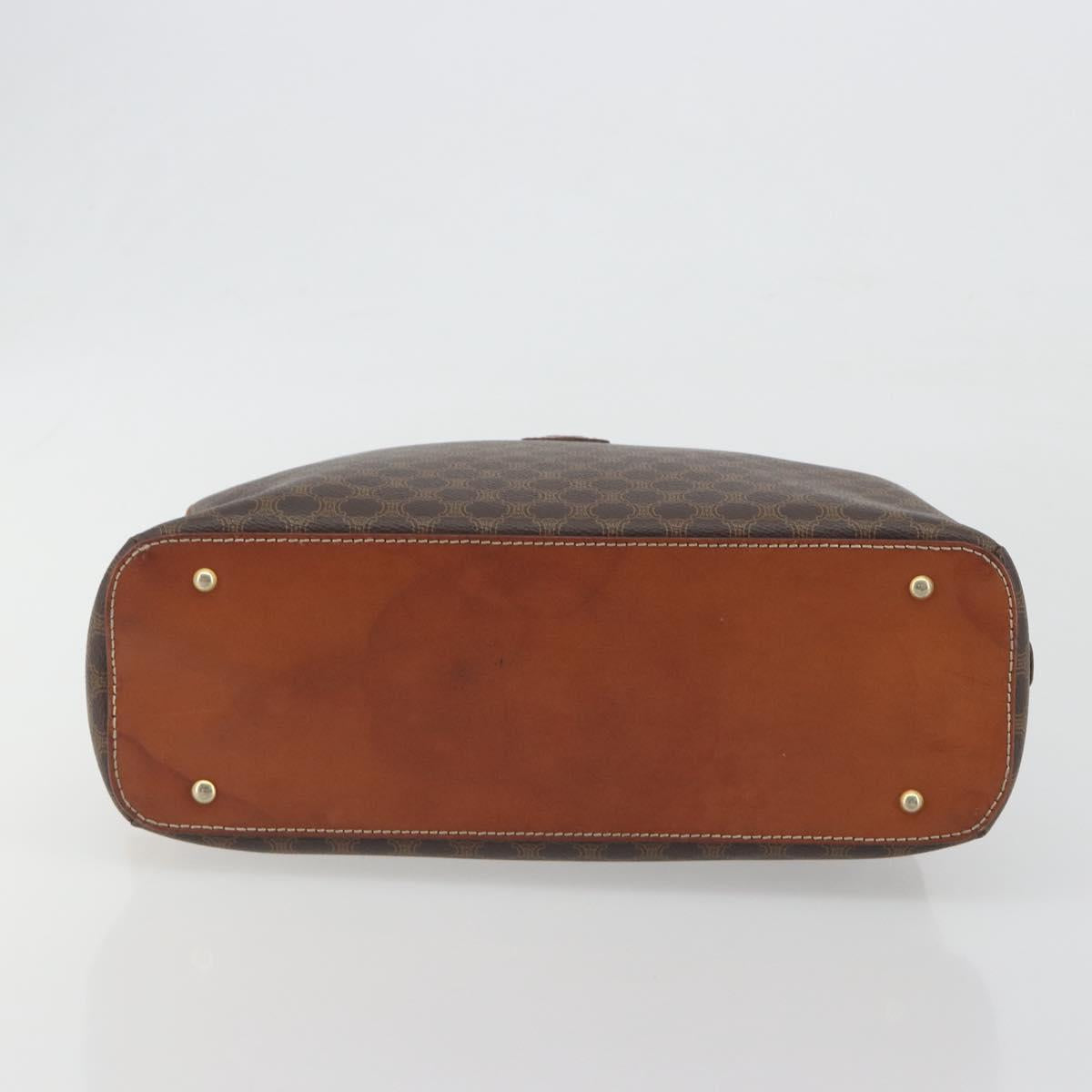 CELINE Macadam Canvas Hand Bag PVC Leather Brown Gold Auth mr2825