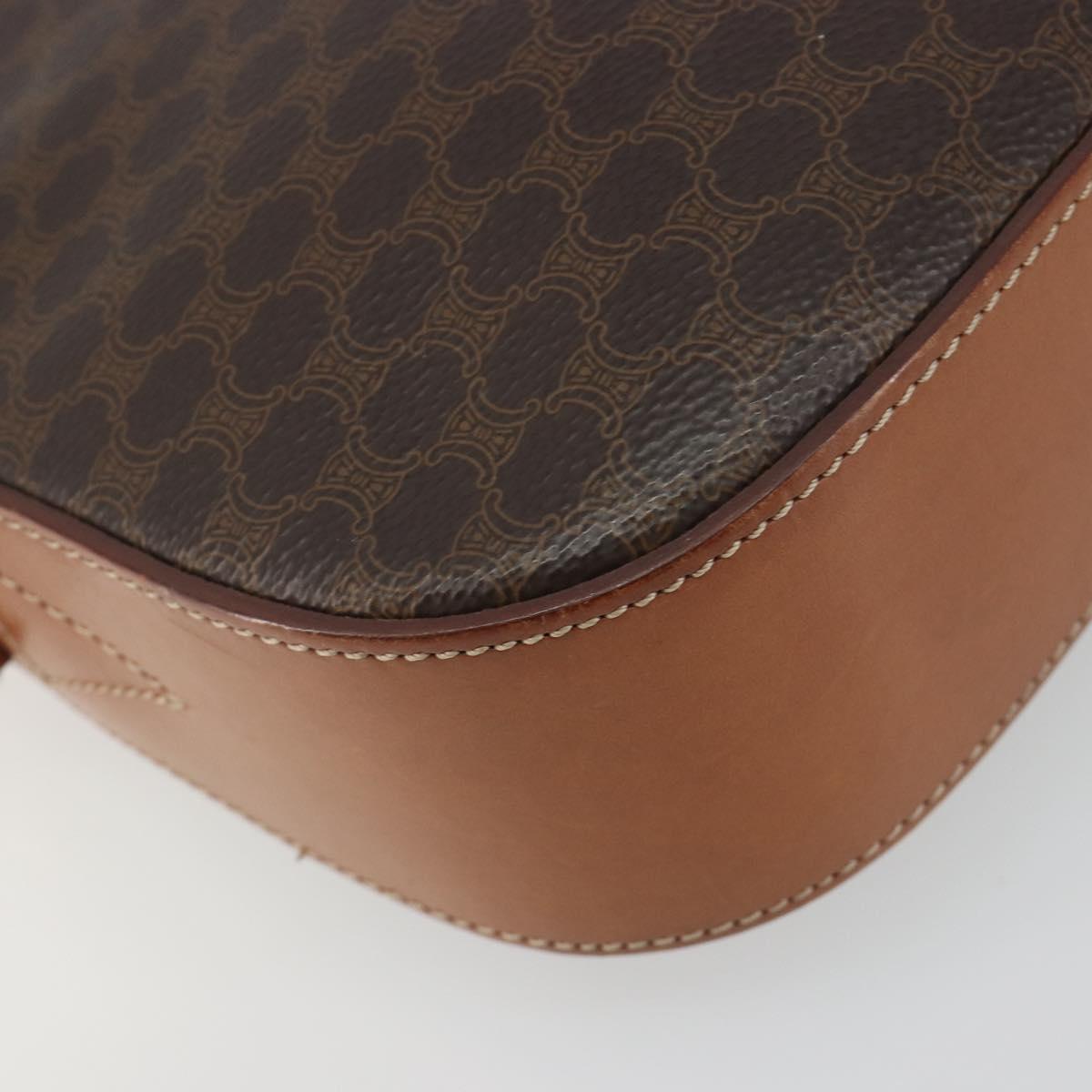 CELINE Macadam Canvas Shoulder Bag PVC Leather Brown Gold Auth mr2826