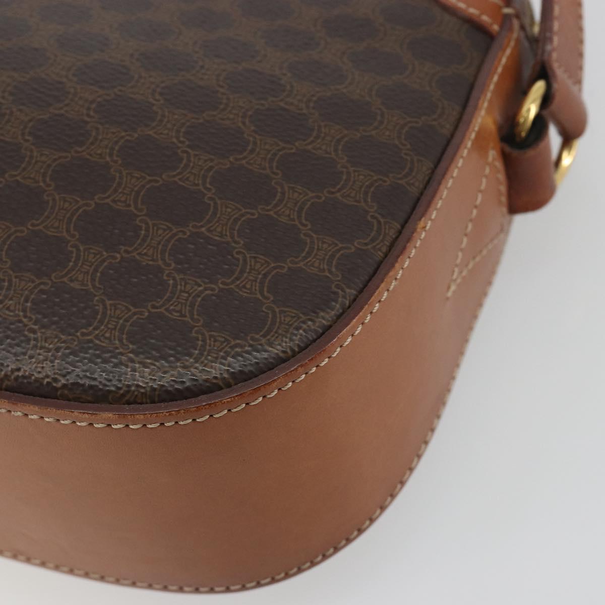 CELINE Macadam Canvas Shoulder Bag PVC Leather Brown Gold Auth mr2826