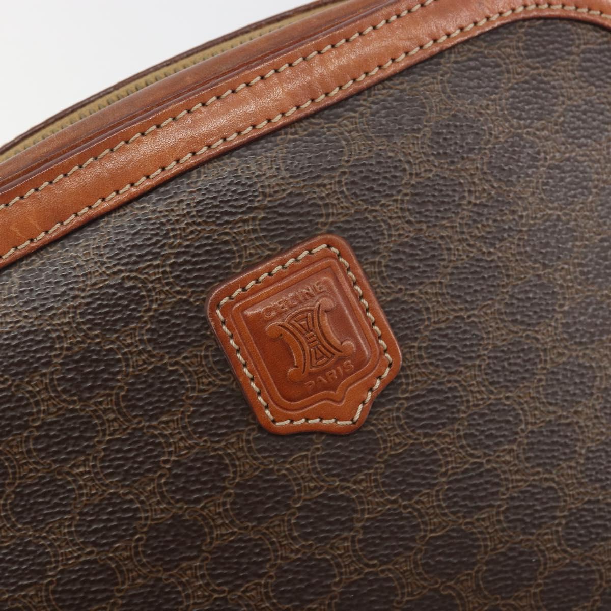 CELINE Macadam Canvas Shoulder Bag PVC Leather Brown Gold Auth mr2826